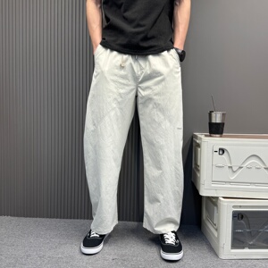 高智老钱风极简柔软宽松日常抽绳薄款休闲裤男士2026新款直筒裤子