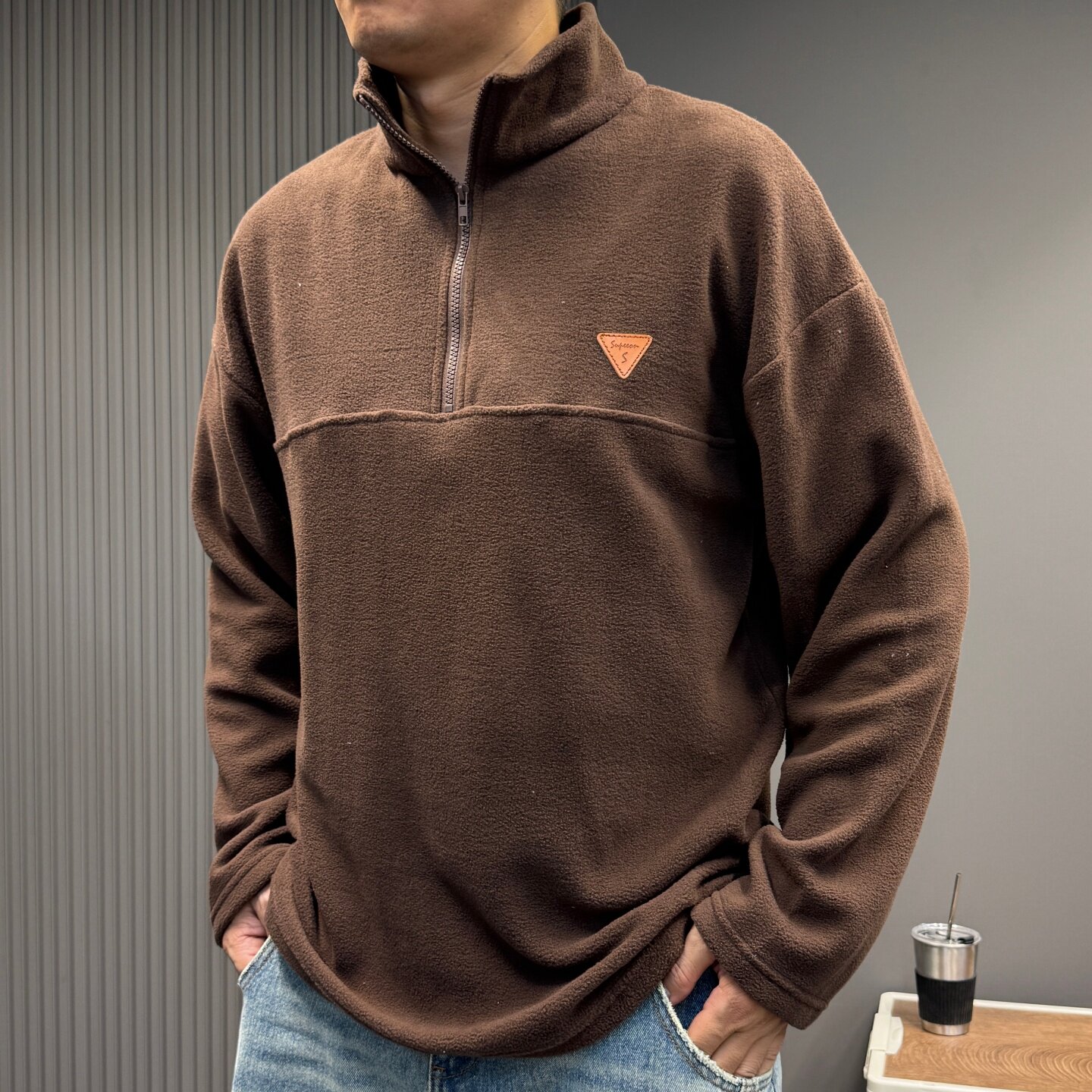 秋冬新款男装立领摇粒绒时尚亲肤保暖套头衫卫衣工装休闲套头衫女
