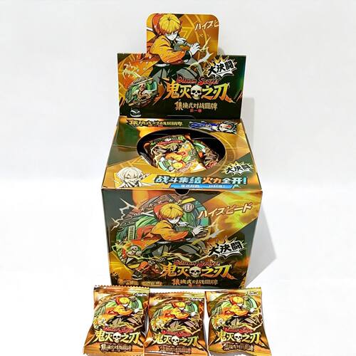 新款鬼灭之刃对战圆牌集换式卡牌儿童闪光圆形卡片盲包玩具整盒