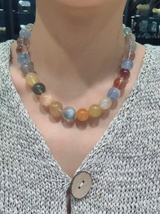 韦雪同款兔毛项链天然水晶多宝项链女款时尚清新简约兔毛水晶项链