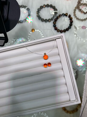 天然黄水晶项链金红料黄水晶黄水晶耳钉s925银镶嵌项链水晶项链