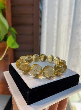 天然方糖黄水晶手链大颗粒17mm马岛全净体黄水晶手串送闺蜜礼物