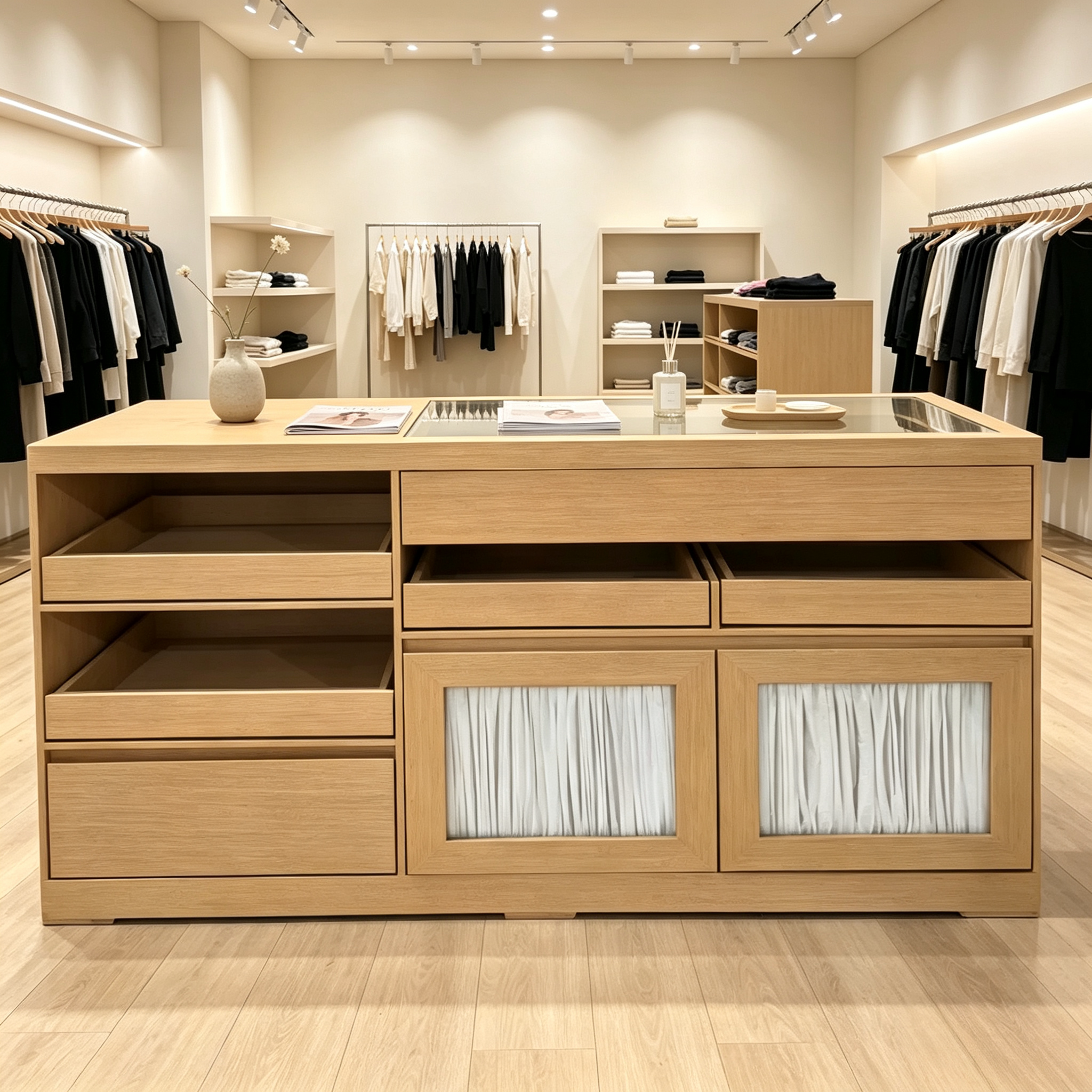 韩系服装店收银台中岛桌储物柜台图片