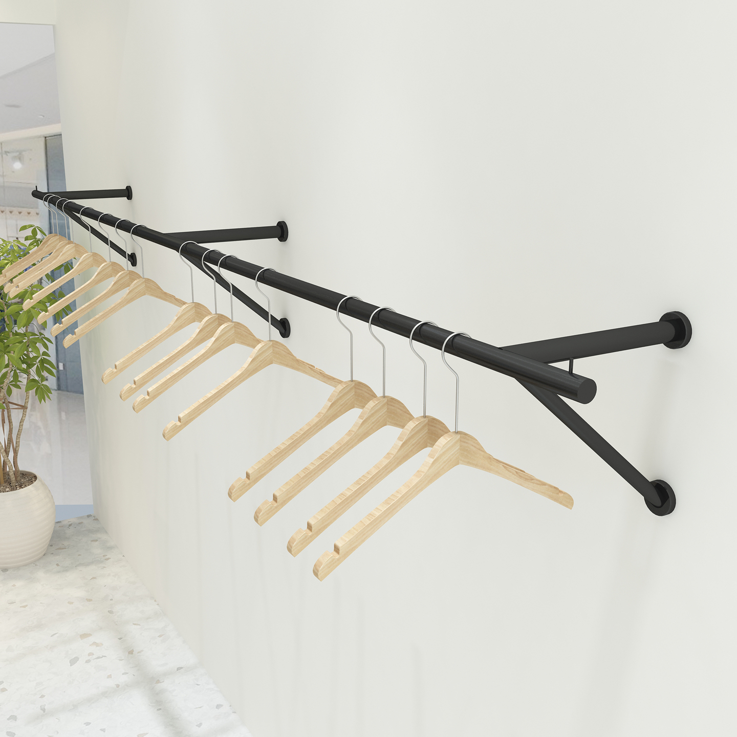 简约现代服装店上墙壁挂展示架黑色挂衣架网红新款货架墙上陈列架