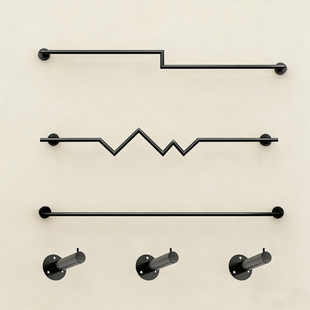 服装 店专用上墙正挂展示架挂板直杆点挂单钩挂衣架黑色极简风新款