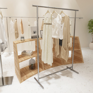 陈列架衣服架子专用货架 女装 服装 店展示架银色挂衣架不锈钢落地式