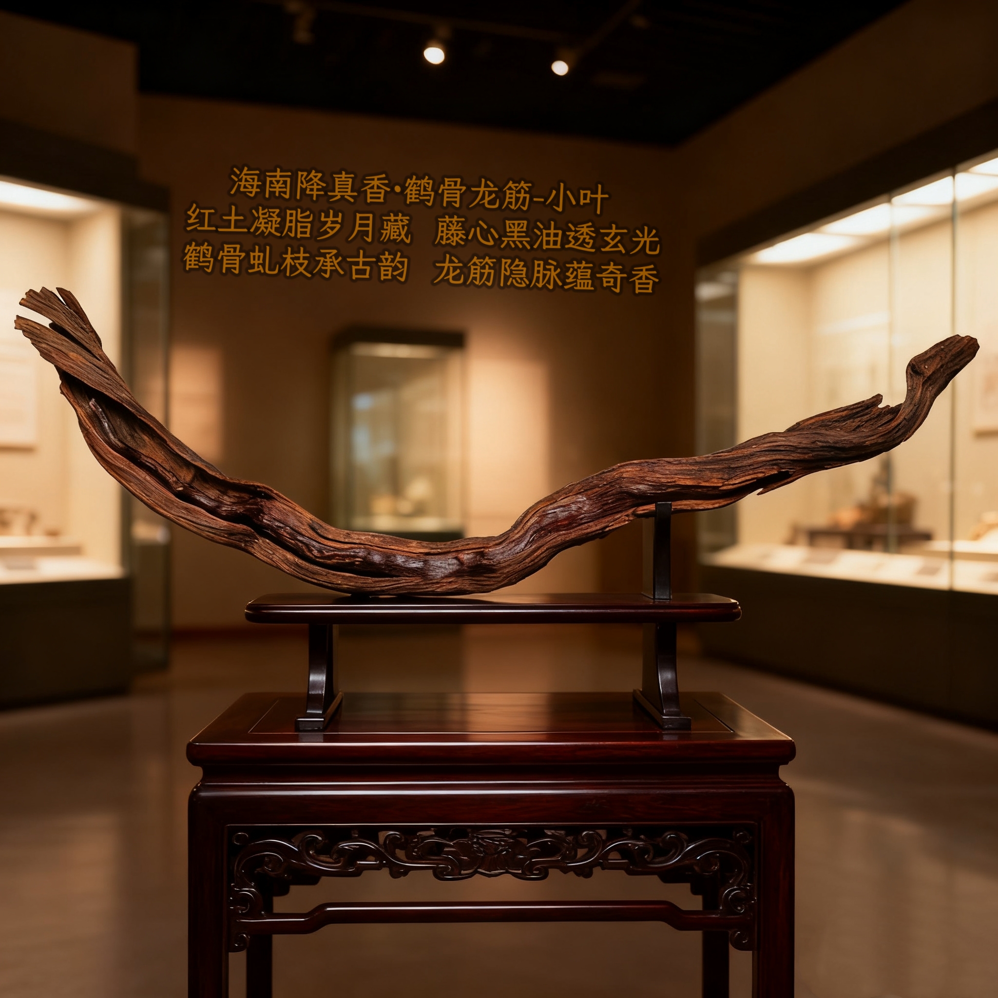 海南降真香原生鹤骨龙筋摆件老料黑油黄金甲收藏品高端礼品赠底座