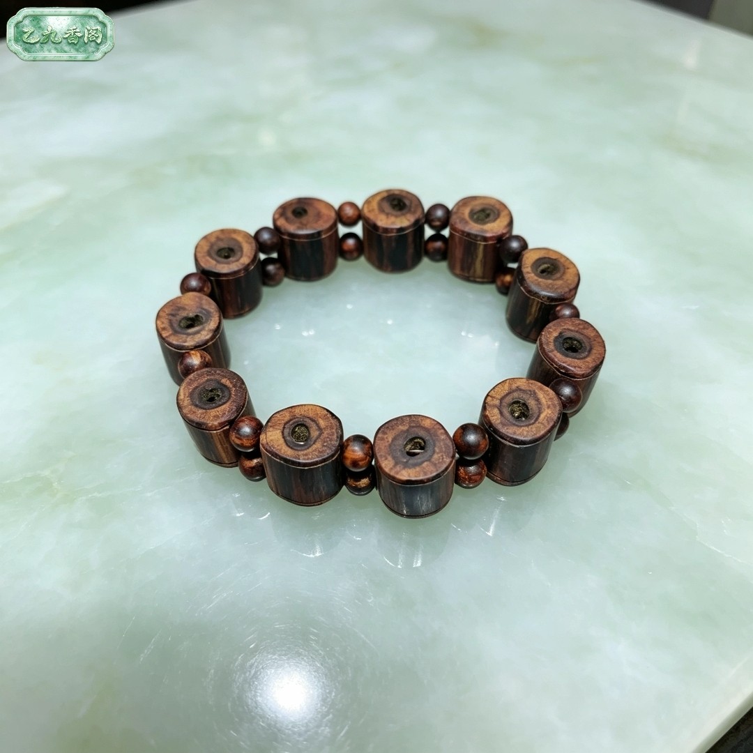海南降真香大叶沉水手串桶珠深山虫漏虫盗结香花香奶香自然醇厚