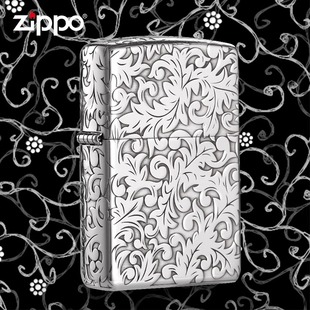 zippo正品 純銀唐草官方旗艦店防風煤油限量送男友節日禮物 打火機