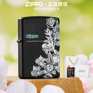zippo正品 热恋白玫瑰之恋官方旗舰店防风煤油送男朋友礼物 打火机