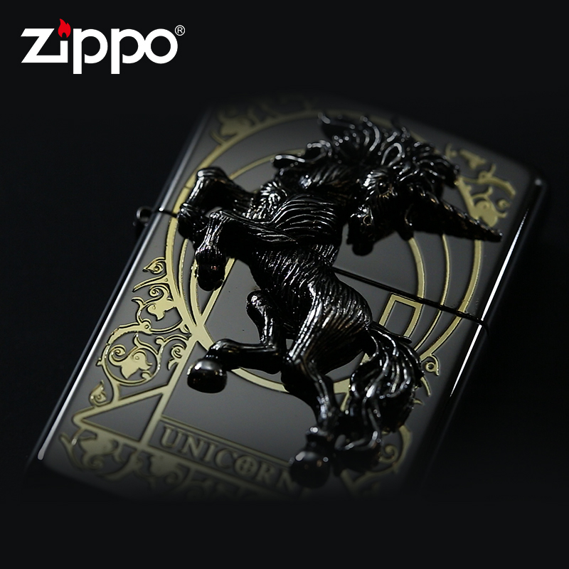 zippo正版打火機防風刻字 男士收藏級 純銅正品限量版 黑冰獨角獸