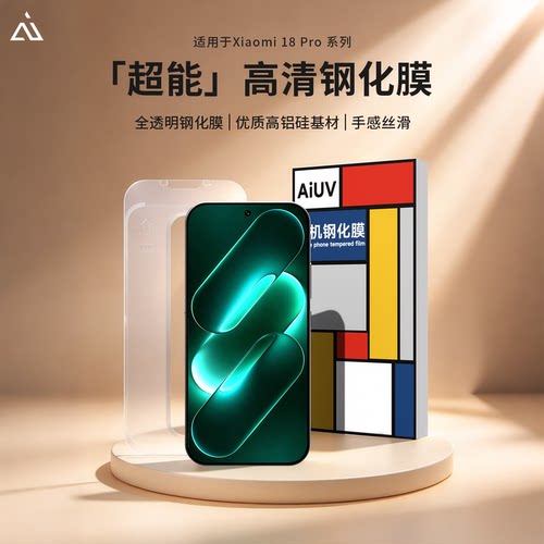 AIUV适用小米18promax钢化膜超能高清款xiaomi18pro超薄全透明抗无黑边除尘舱新款防摔手机保护贴膜