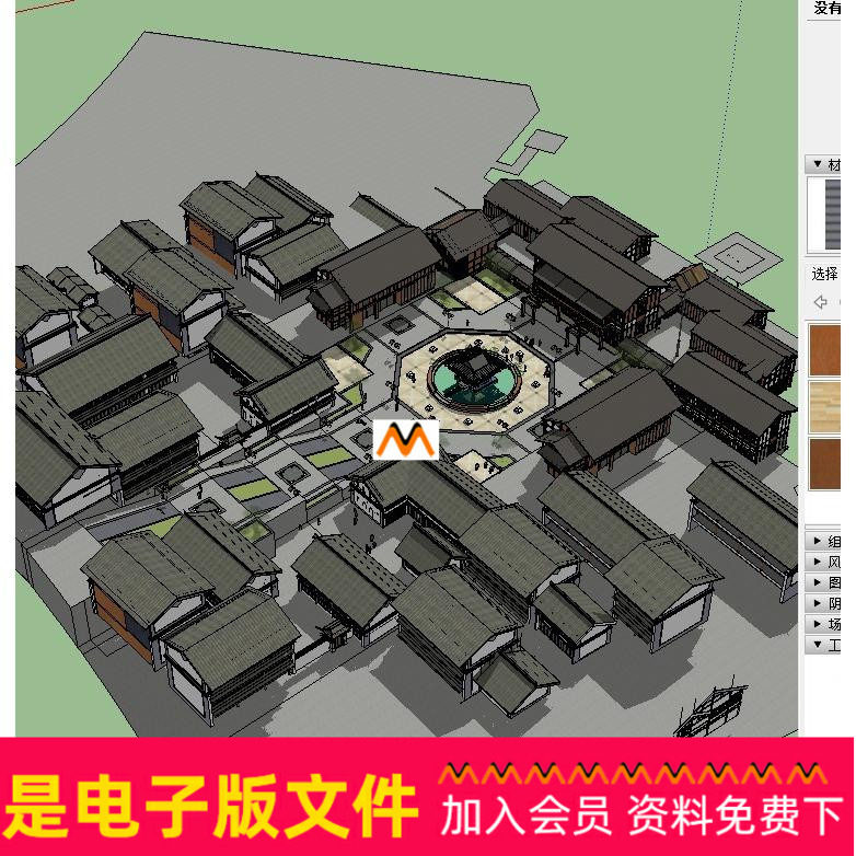 A140 Ethnic minority Dongs Culture square Chinese style Commercial Street Hmong style Walking Street square SU Model diagramin the Business affairs/Design Services, Design Services, Design Material/Source Files category - from Buy2taobao.com to provide professional Taobao agent buy service