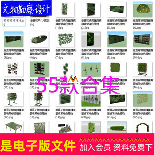 Z431垂直绿化景观墙垂直绿化爬藤植物藤蔓类植物悬挂植物SU模型集