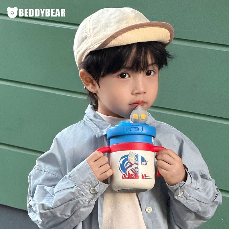 杯具熊拼拼儿童保温学饮吸管杯小月龄宝宝婴幼儿园带手柄316L水杯