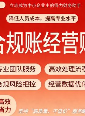 公司账外包经营分析账务整理财税合规账电商合规账财税常年顾问咨