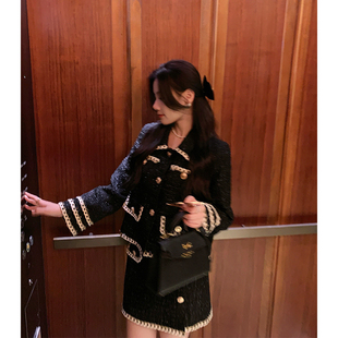 小香风名媛粗花呢外套半身裙套装 特价 光影琉璃