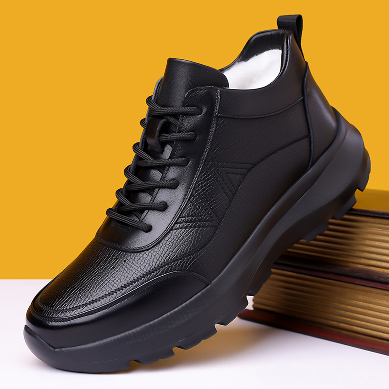 2025冬季新款高帮休闲皮鞋棉鞋男