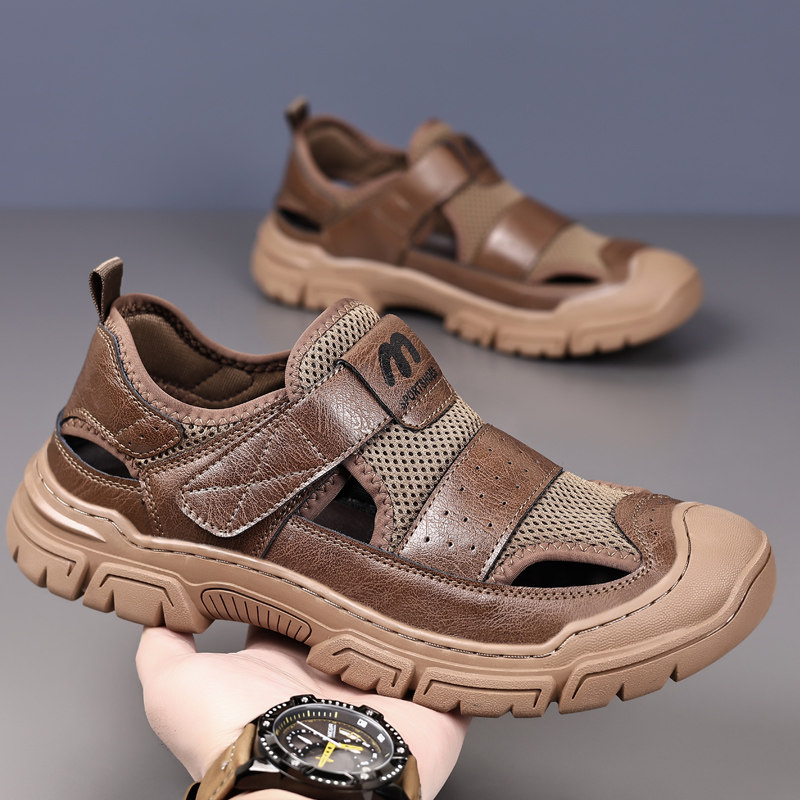 Plover男鞋夏季凉鞋户外包头网布鞋沙滩鞋男士透气休闲镂空洞洞鞋