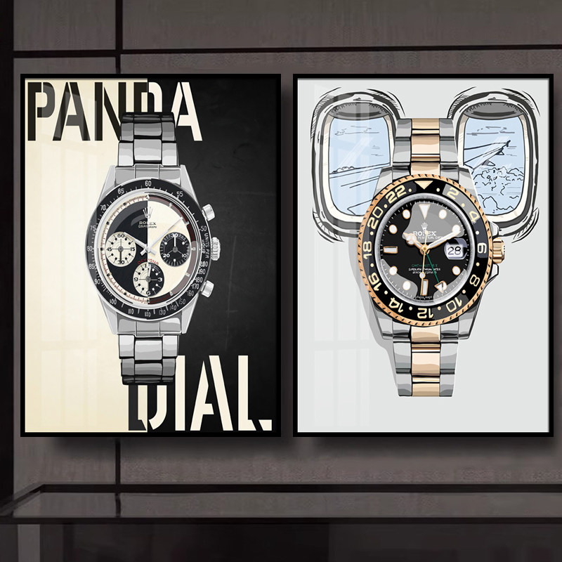手表装饰画名表店钟表行挂画奢侈品专柜直播间腕表壁画回收行墙画