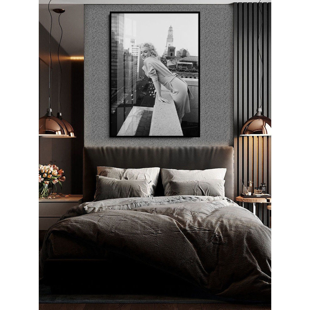 玛丽莲梦露装饰画服装店咖啡厅黑白老照片挂画美女人物Monroe壁画