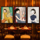 民国装 饰画老上海人物旗袍美女挂画酒吧复古怀旧墙画酒店餐厅壁画