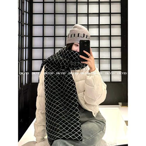 DKVID 25A 顶配款 菱格纹/纯色 双面印花羊绒围巾围脖