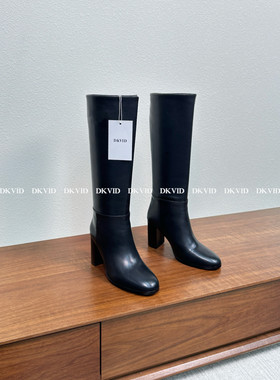 DKVID 想焊在脚上呦 ~显高8cm 粗跟字母长筒高跟骑士靴