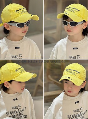儿童棒球帽子黄色小鸭舌中大男孩女宝痞帅气炸街春季春款春秋薄款