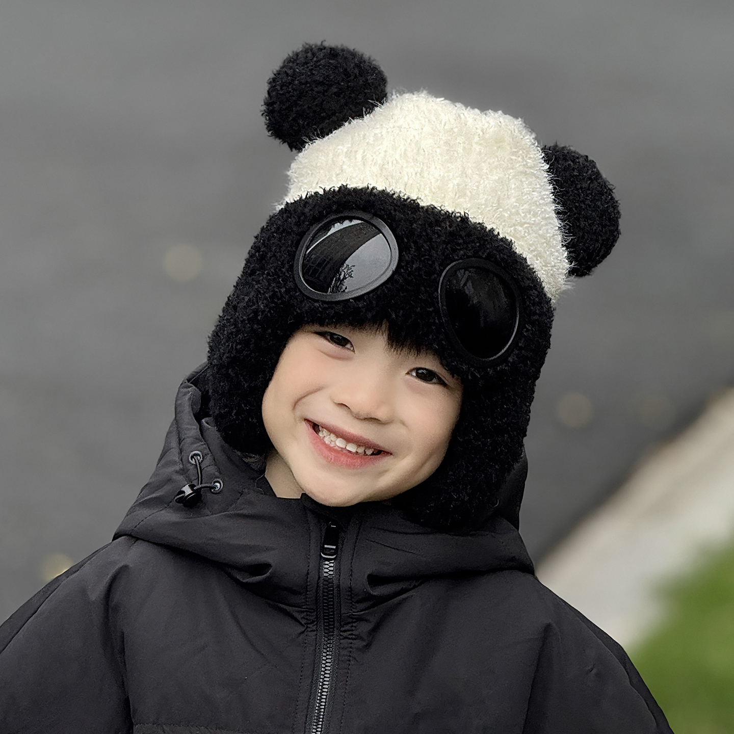 儿童雷锋帽子飞行员2025新款冬季中大男孩熊猫独特超好看的痞帅气