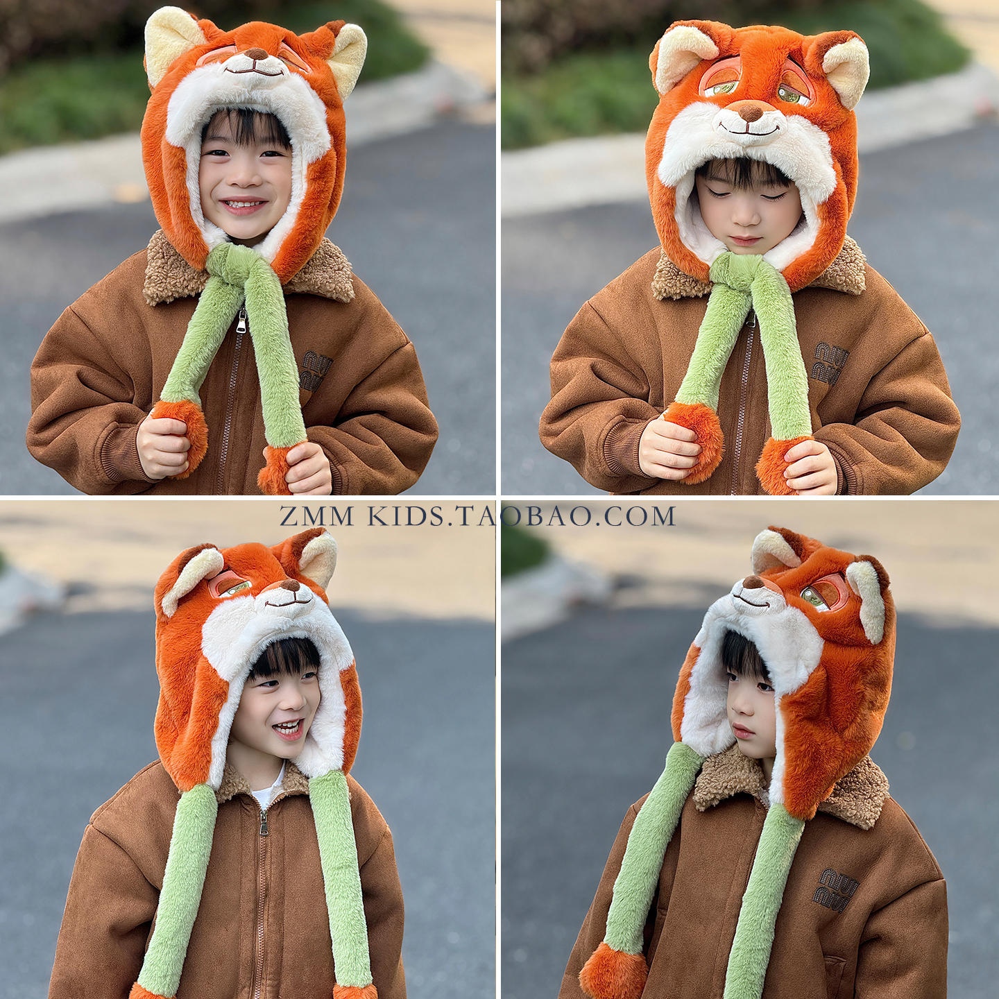 狐狸尼克帽子围巾一体2025新款小男孩疯狂动物城捏耳朵会动的围脖