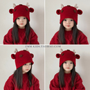 新年过年喜庆超好看 红色小女孩宝洋气时尚 冬季 儿童帽子2025新款