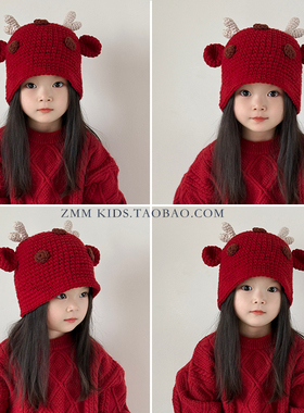 儿童帽子冬季红色小女孩宝洋气时髦新年过年拜年喜庆超好看的公主
