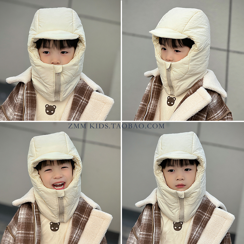 儿童雷锋棉帽子围巾2025新款护耳一体围脖男孩冬季哈尔滨东北防寒