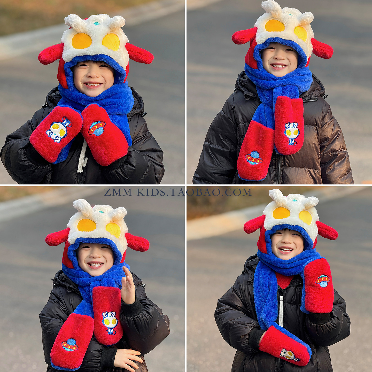 奥特曼帽子围巾一体儿童2025新款耳朵会动的围脖三件套手套冬男孩,童装/婴儿装/亲子装,帽子,淘宝优惠券,粉丝福利购,淘宝优惠卷