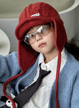 红色儿童雷锋帽子飞行员中大男孩小痞帅护耳新年过年独特超好看的