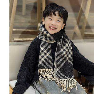儿童冬季保暖格子围巾