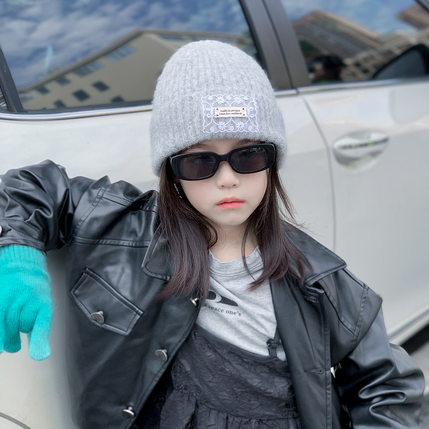 儿童毛线冷帽子针织女款2025新款大女孩宝小洋气时髦蕾丝时尚冬天