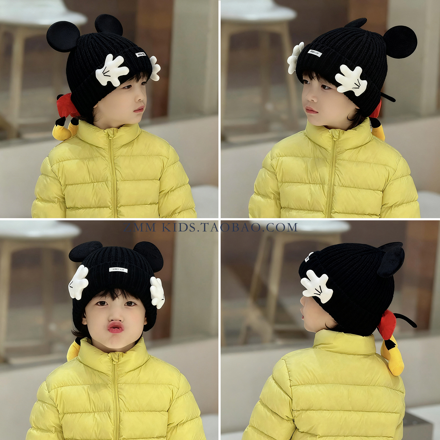 儿童米奇帽子2025新款冬季大男孩宝小痞帅炸街超好看毛线针织冬天