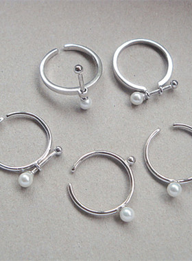 纯银贝母珍珠学生戒指孔孝真同款