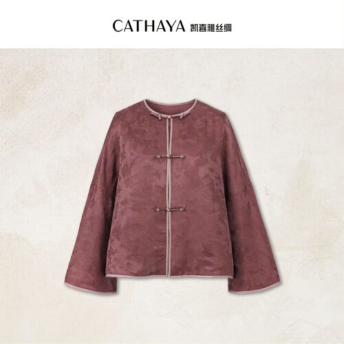 CATHAYA/凯喜雅 红云纱中式圆领外套紫蝶FAK2FWJN788