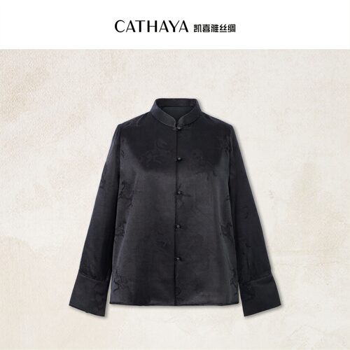 CATHAYA/凯喜雅26姆米提花桑波缎立领中式衬衫 JDK2FCJN796