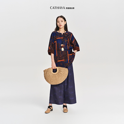 CATHAYA/凯喜雅国风直筒阔腿裤HSK2FKJN063
