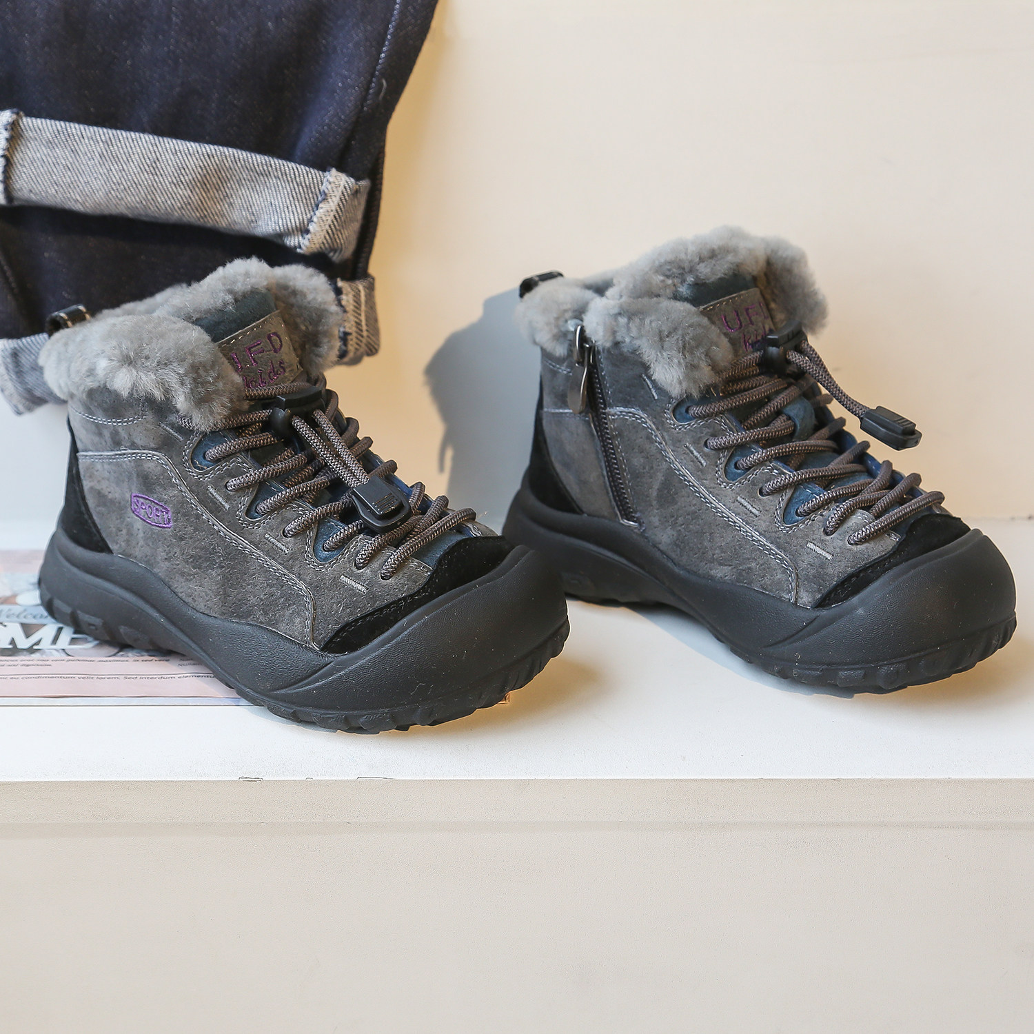 【清仓特价】时尚运动真皮儿童雪地靴加绒加厚男童大棉鞋女童冬鞋,童鞋/婴儿鞋/亲子鞋,雪地靴,淘宝优惠券,粉丝福利购,淘宝优惠卷