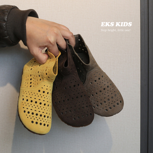 2026春款磨砂真皮童靴儿童镂空洞洞靴女童靴子宝宝短靴男童单靴