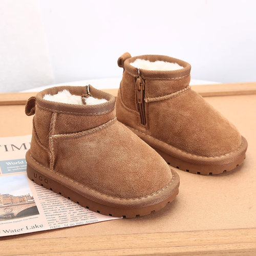 米泡家真皮加厚冬季儿童雪地靴