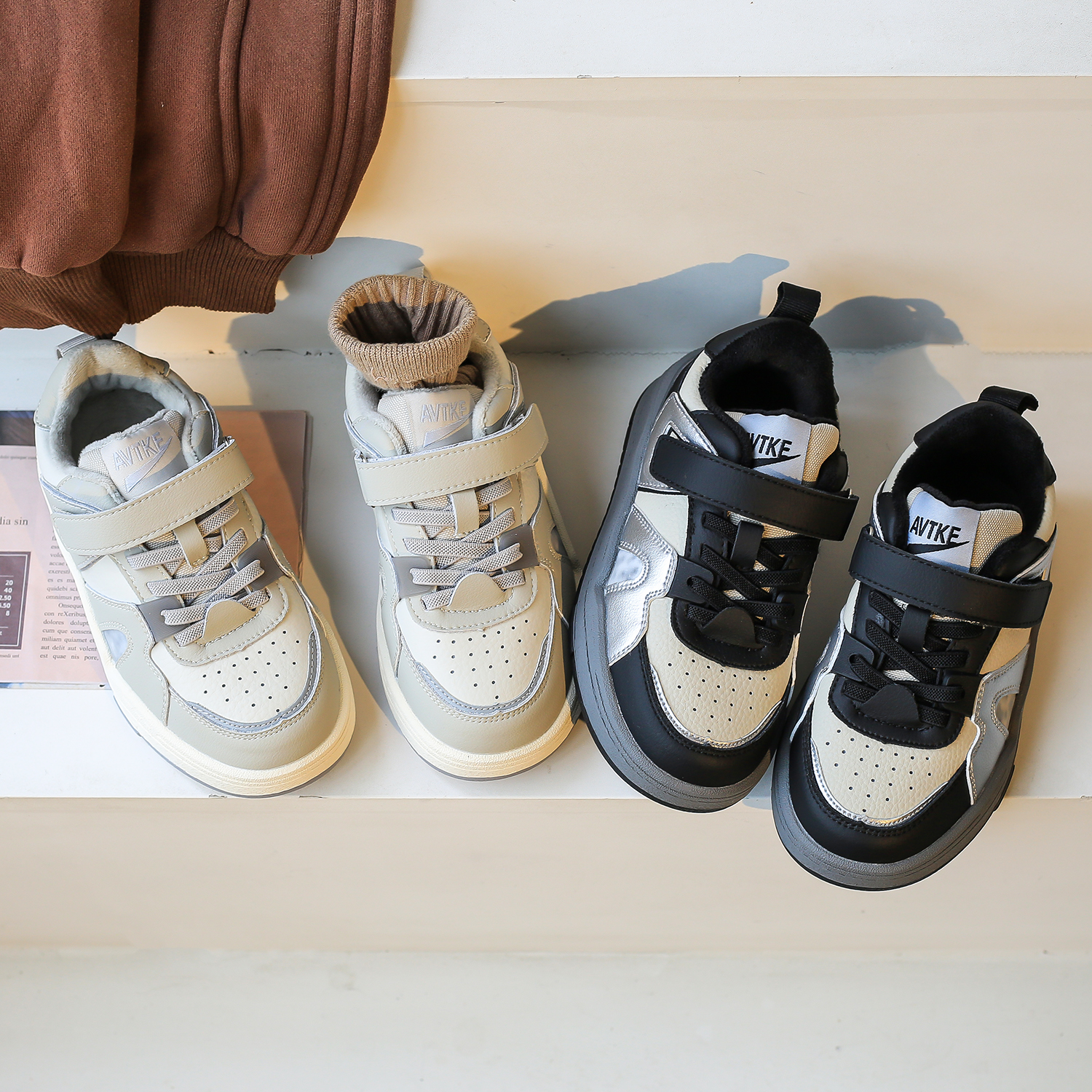 米泡家真皮童鞋亲子板鞋