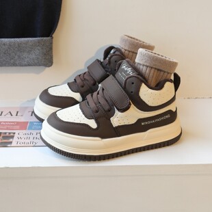 真皮童鞋儿童运动鞋男童鞋子2025新款韩版女童板鞋加绒二棉鞋软底