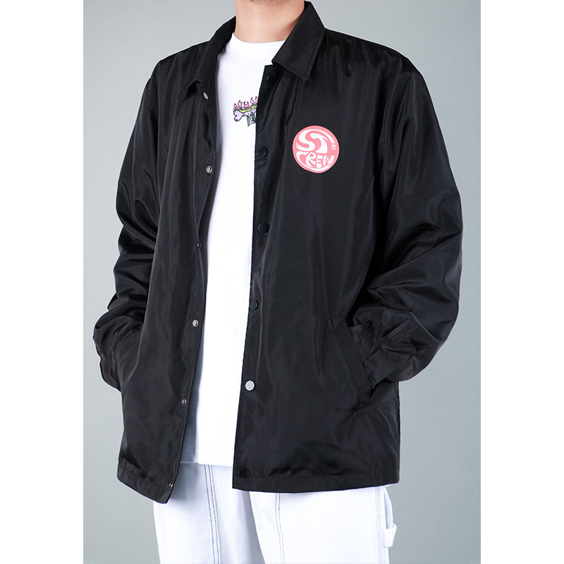 STC秋冬防风百搭黑色滑板教练夹克男女休闲运动薄款加绒嘻哈外套