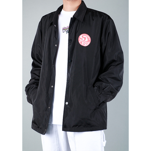 STC秋冬防风百搭黑色滑板教练夹克男女休闲运动薄款 加绒嘻哈外套